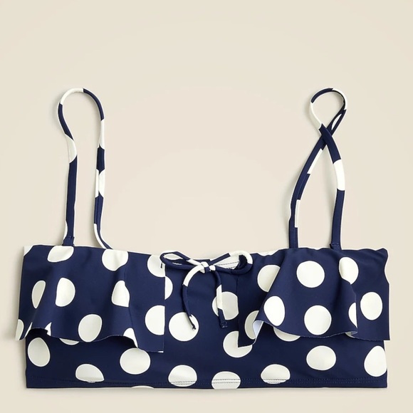 NWT! J. Crew Maryam Nassir Zadeh X J.Crew ruffle bandeau bikini top DARK EVENING - Picture 1 of 11